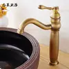 Grifo antiguo de cobre macizo estilo europeo, grifo de lavabo de cobre macizo para agua fría y caliente, grifo de lavabo bajo encimera estilo europeo, retro, giratorio para champú