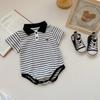Ropa de bebé, mono de verano para niño, abrigo para bebé, traje de pedo, súper lindo, fino, polo, liebre, cien días, traje de escalada a rayas