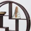 Estante de exhibición de madera maciza, pequeño mueble de tesoros múltiples estilo chino nuevo para sala de estar de madera de ala de pollo, decoración de estante antiguo