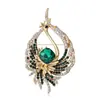 Nuevo Broche de Pavo Real Invertido de Pedrería de Lujo Ligero Exquisito Europeo y Americano Transfronterizo Pin de Joyería para Ropa de Mujer de Alta Gama Chal Ramillete