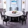 Mesa de comedor de madera maciza de mármol, estilo chino, grande, redonda, moderna, para hotel, negocios, apartamento grande de 2 m, mesa de comedor y silla combinadas