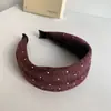 Faixa de Cabeça Larga com Bolinhas Espessada para Mulheres Testa Alta Cabelo Achado Acessório de Cabeça Outono Inverno Retrô Gentil Diário Versátil Simples Temperamento