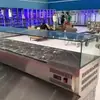 Vitrina Refrigerada de Mostrador para Conservar Frescura Mesa de Barra de Ensaladas Estación de Preparación de Pizza de Mostrador Estación de Toppings Congelador Refrigerador para Pedir Postres
