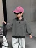 Q163 Sudadera con Cuello Polo para Niños Temporada de Primavera y Otoño Bebés Estilo Coreano Moda Suéter Nuevo Top Rayado para Niños