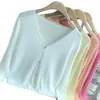 Cárdigan de Punto de Verano para Mujer, Estilo Delgado, Nuevo Modelo 2026, Protector Solar, Petite, Manga Larga, Cuello en V, Top Corto
