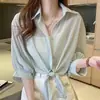 Camisa de Chiffon com Saia de Suspensório, Lenço Pequeno, Camisa Fina, Cardigã, Top com Proteção Solar para Mulheres, Nova Roupa de Verão 2026