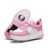Zapatos para caminar para niños, zapatos de estudiante para niños y niñas, patines de ruedas, patines de doble rueda fluorescentes invisibles removibles con ruedas