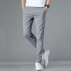 Pantalones de seda de hielo a cuadros para hombre, pantalones largos informales rectos de corte entallado fino de verano, pantalones de negocios para hombre, pantalones occidentales de verano