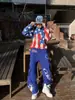 Traje Retrô Americano Outono e Inverno com Estampa de Escorpião Fantasia, Calça Jogger Azul Larga Solta, Roupa Esportiva Casual Versátil Unissex