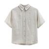 Nueva Camisa de Lino de Manga Corta para Mujer Primavera y Verano 2026 Camisa Holgada Cuello de Camisa Lino Lluvia de Verano Rocío Top para Mujer