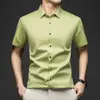 Camisa Masculina de Manga Curta de Seda de Amora de Alta Qualidade para o Verão, Tamanho Grande, Luxo Leve, Seda Genuína, Casual de Negócios, Cor Sólida, Não Amassa, Resistente a Amassados