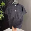 Camiseta de manga corta para hombre para verano, transpirable, informal juvenil de cuello redondo, top versátil de moda para hombre de media manga, negro