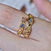 Anillo de Color Arcoíris Combinable Ropa Dopamina Moda para Mujer Blanco Subcultura Nicho Sentido de Alta Gama Anillo Abierto