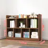 Estante de Livros de Madeira Maciça Cor de Noz Infantil de Chão Simples Estante de Livros Armário Baixo para Sala de Aula de Estudantes Prateleira de Armazenamento Armário com Grade de Armazenamento