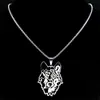 Collar Transfronterizo Europeo y Americano Personalizado Hueco Cabeza de Lobo Animal Acero Inoxidable Collar para Mujer Hombre Plata Estético Colgante Joyería
