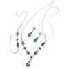 Joias Internacionais da Amazon Conjunto de Joias com Strass Verde Conjunto de Três Peças: Colar, Brincos e Pulseira para Mulheres em Casamentos e Banquetes