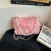 Bolso de noche de lujo para mujer, con lentejuelas, cadena de perlas y diseño floral de encaje, adecuado para fiestas y ocasiones especiales.