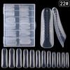 Caixa de 120 moldes de extensão de unhas de cristal com escala, suporte sem papel, modelo de extensão de unha com cola, molde de 22#