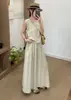 Conjunto de Moda Casual Feminino Verão 2026, Colete Sem Mangas e Calça Wide-Leg, Estilo Preguiçoso, Peça Dupla
