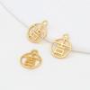 Pingente de Pulseira de Cobre Puro Banhado a Ouro 18K, Corte Redondo Vazado, Etiqueta de Bênção, Cor Ouro Real 14K com Preservação da Cor, Acessórios DIY D106