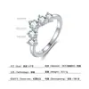 Anillo de Semicírculo con Diamantes Completos de Moissanita en Forma de V, Chapado en Plata 925 con Oro de 18 Quilates, Joyería Popular Transfronteriza del Sudeste Asiático