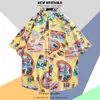 Camisa Floral Tailandesa de Playa para Hombre de Manga Corta Ins Guapo Verano Estilo Hong Kong Retro Hawaiana Seda de Hielo Camisa de Playa Moderna