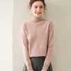Suéter Pulôver Feminino Grosso de Cashmere Macio e Luxuoso com Gola Alta Solto Moda Cor Sólida para Outono e Inverno