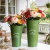 Cubo de Flores de Lata Estilo Americano, Cubo para Arreglos Florales de Floristería, Cubo Decorativo para Flores Secas y Artificiales de Sala de Estar, Fabricante de Cubos para Arreglos Florales del Hogar