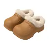 Chinelos de Algodão com Solado Grosso para Aumentar a Altura para Mulheres, Novo Estilo 2026, Outono/Inverno, Impermeáveis, Com Pelúcia, Quentes, Para Uso Externo, Chinelos de Algodão Antiderrapantes para Senhoras
