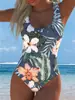 Traje de baño de una pieza estilo europeo y americano 2027 para mujer, de cintura alta, push-up, sexy, adecuado para vacaciones en la playa, conjunto de comercio exterior, traje de baño con cuello halter