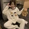 Conjunto de Pijama Casual Doce de Desenho Animado de Manga Longa, Pulôver Fino Estampado Novo, Roupa de Casa para Primavera e Outono de 2026