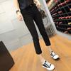 Simon Lena Black All-match Smoke Tube Straight Jeans Feminino Outono Nova Chegada Pequeno Oito-Nove Cintura Alta Primavera