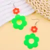 Aretes Largos Pequeños Frescos Estilo Nuevo Color de Contraste Fluorescente Flor Calada Aretes de Acrílico Aretes de Moda Aretes para Mujer