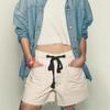 Shorts Jeans Soltos Casuais Europeus e Americanos para Mulheres, com Ilhós, Cordão e Múltiplos Bolsos para Comércio Exterior Transfronteiriço