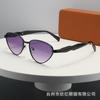 Óculos de Sol Olho de Gato Europeus e Americanos de Alto Padrão Moda Tendência Metal Distinctivo Armação Anti-UV Estilo Coreano Armação Pequena Vintage