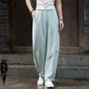 (Personalizado) Otoño 2026 Nuevo Estilo Artístico Lavado con Arena Algodón Lino Suelto Adelgazantes Pantalones Largos Pantalones de Lino Linterna para Mujer