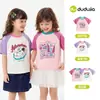 [Conjunto de Duas Peças] Roupas Infantis Dudu Camiseta 100% Algodão Roupa de Verão Top de Manga Curta para Meninos Roupa de Verão para Meninas