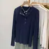 Estilo Coreano Impresionante Principios de Otoño Bonita Camiseta Base Blanca de Manga Larga para Mujer Nuevo Estilo de Otoño Top Pequeño