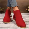 Estação independente desejo comércio exterior sapatos femininos novos salto grosso plus size botas femininas camurça martin botas salto baixo zíper lateral botas curtas mulheres