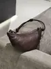 Bolsa Croissant de Pele de Ovelha Tanning Vegetal Bolsa Cupcake Nicho Vintage Ode Bolsa de Ombro de Couro Genuíno Versátil Tendência Bolsa Transversal Feminina