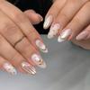 Uñas Postizas Populares al por Mayor Uñas Francesas Sencillas con Brillo Nude Pegatinas para Uñas Estilo Lujo Ligero Set de Uñas Postizas de 24 Piezas Lujo de Gama Alta
