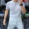 Camiseta de Manga Corta de Algodón Merceizado para Hombre Verano Cuello Redondo Moda de Alta Gama con Múltiples Técnicas t (M902)