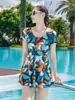 Traje de baño de una pieza floral fresco para mujer, conservador, que oculta el abdomen, adelgazante, para resort de aguas termales, playa, natación para mujer