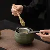 Tigela Antiga Cerâmica Matcha Conjunto de Chá de Oito Peças, Ferramenta de Mistura para Cerimônia do Chá da Dinastia Song, Tigela de Chá, Caneca de Chá Grande
