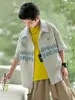 Camisa ligera con estampado de letras para niños, nuevo estilo de verano 2026, temática de panda, cárdigan de rayas verticales para niños mayores