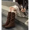 Botas de Montar de Moda Estilo Británico 4.5cm 2026 Otoño/Invierno Nuevo Llegada Punta Puntiaguda Tacón Plano Aumento Oculto de Altura Botas Largas Mujer