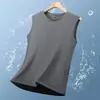 Camiseta de Seda de Hielo Nylon Verano Fresca Transpirable Camiseta Corta Chaleco con Capucha Nuevo para Hombre Deportivo Manga Corta Moda Tendencia Marca Corte Holgado
