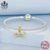 Colgante Original Divertido de Guepardo Aiful Plata de Ley S925 Oro Animal DIY Accesorios para Joyería de Cuentas Accesorios