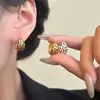 2025 Nuevos Pendientes Redondos con Estampado de Leopardo Diseño Retro Sencillo de Nicho Pendientes de Botón Elegantes Forma Redonda