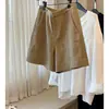 ¡La clase CHAO la recomiendo! Moda casual de alta calidad estilo old money ~ caqui lino cintura alta piernas delgadas shorts largos